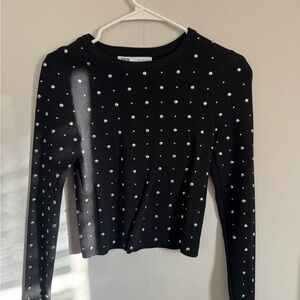 Zara Black Top with Stud Detail
